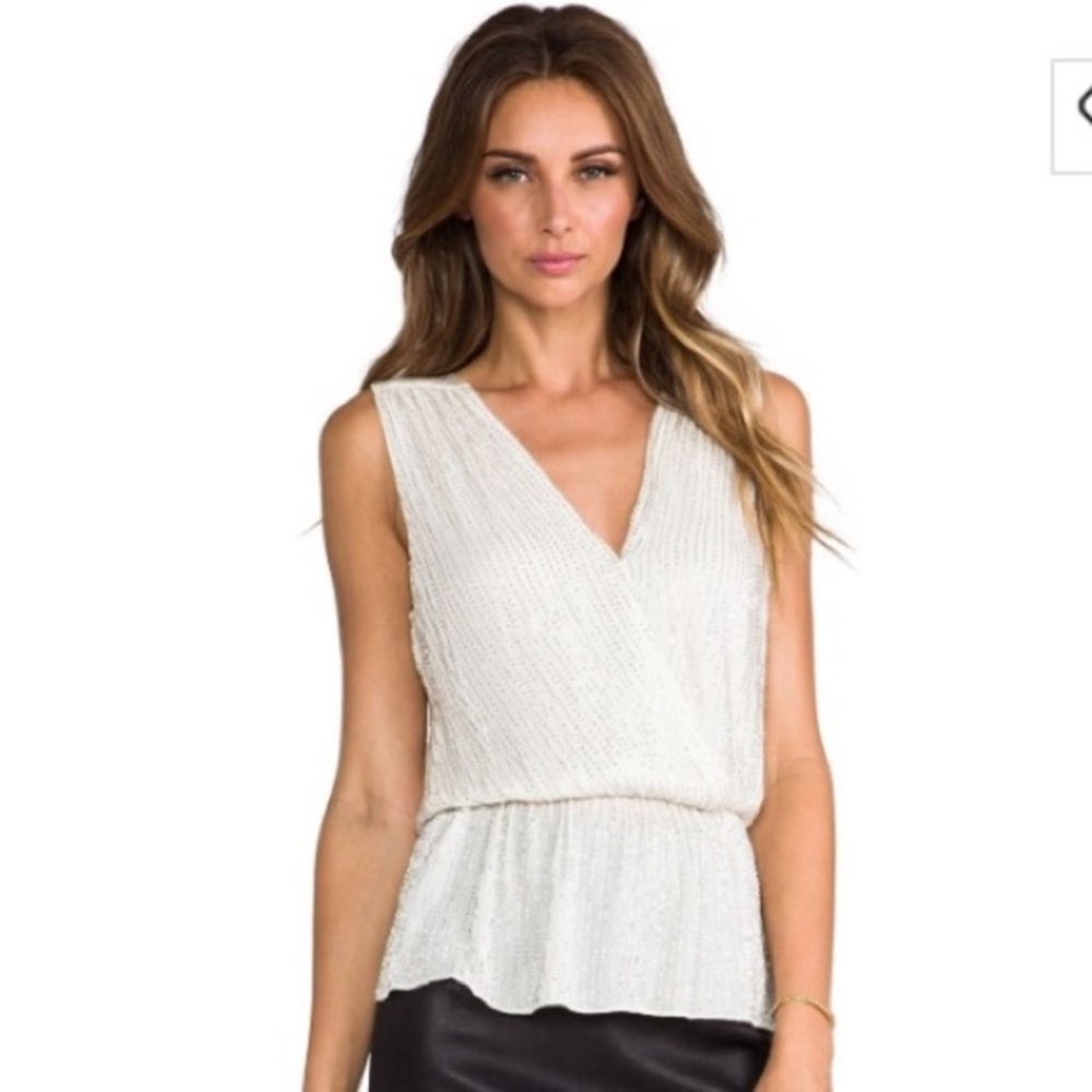 NWT SUPER Cute Parker Silk Beaded Peplum Top